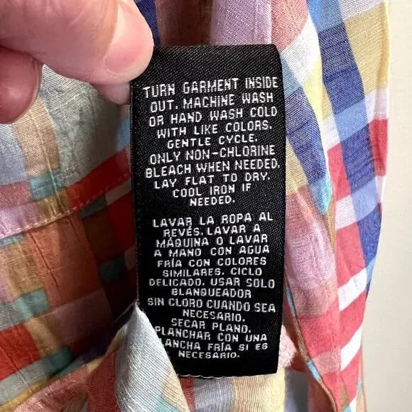 Zac & Rachel, Colorful Plaid, Button up, V-Neck, Ruffles, S - Picture 8 of 8